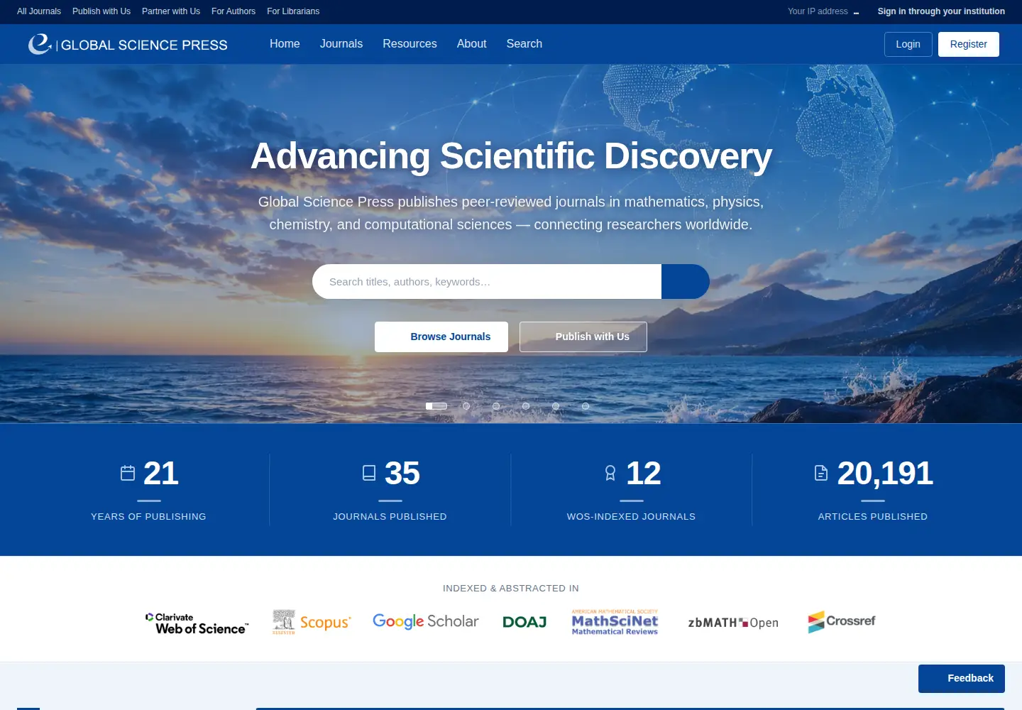 Screenshot of global-sci.org