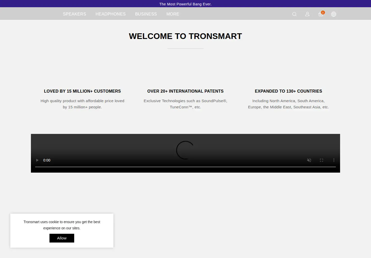 Captured homepage of tronsmart.com in the current scan