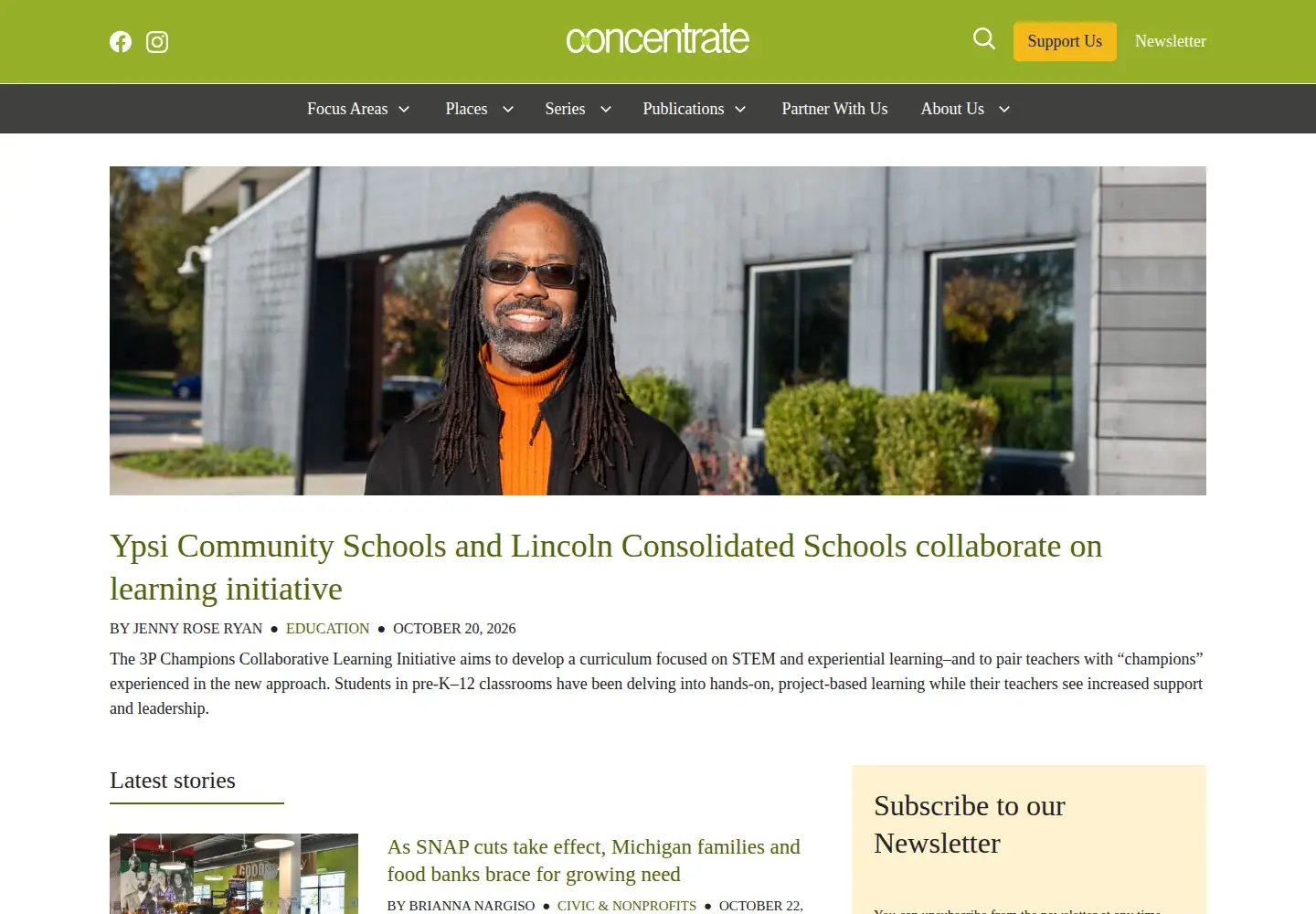 Captured homepage of concentratemedia.com in the current scan