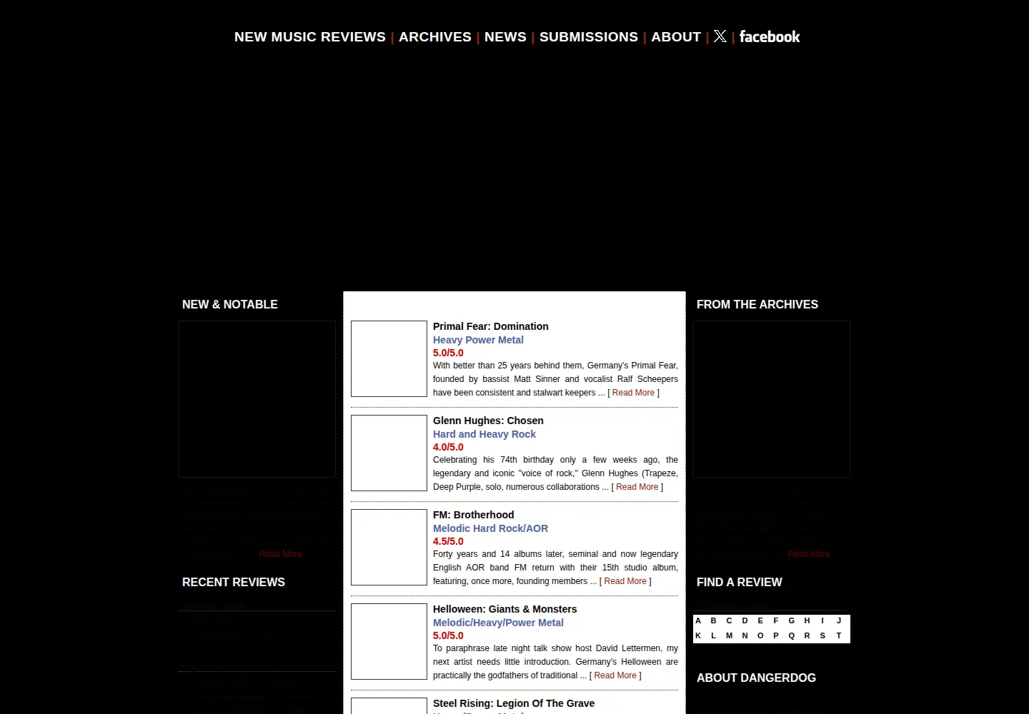 Captured homepage of dangerdog.com in the current scan