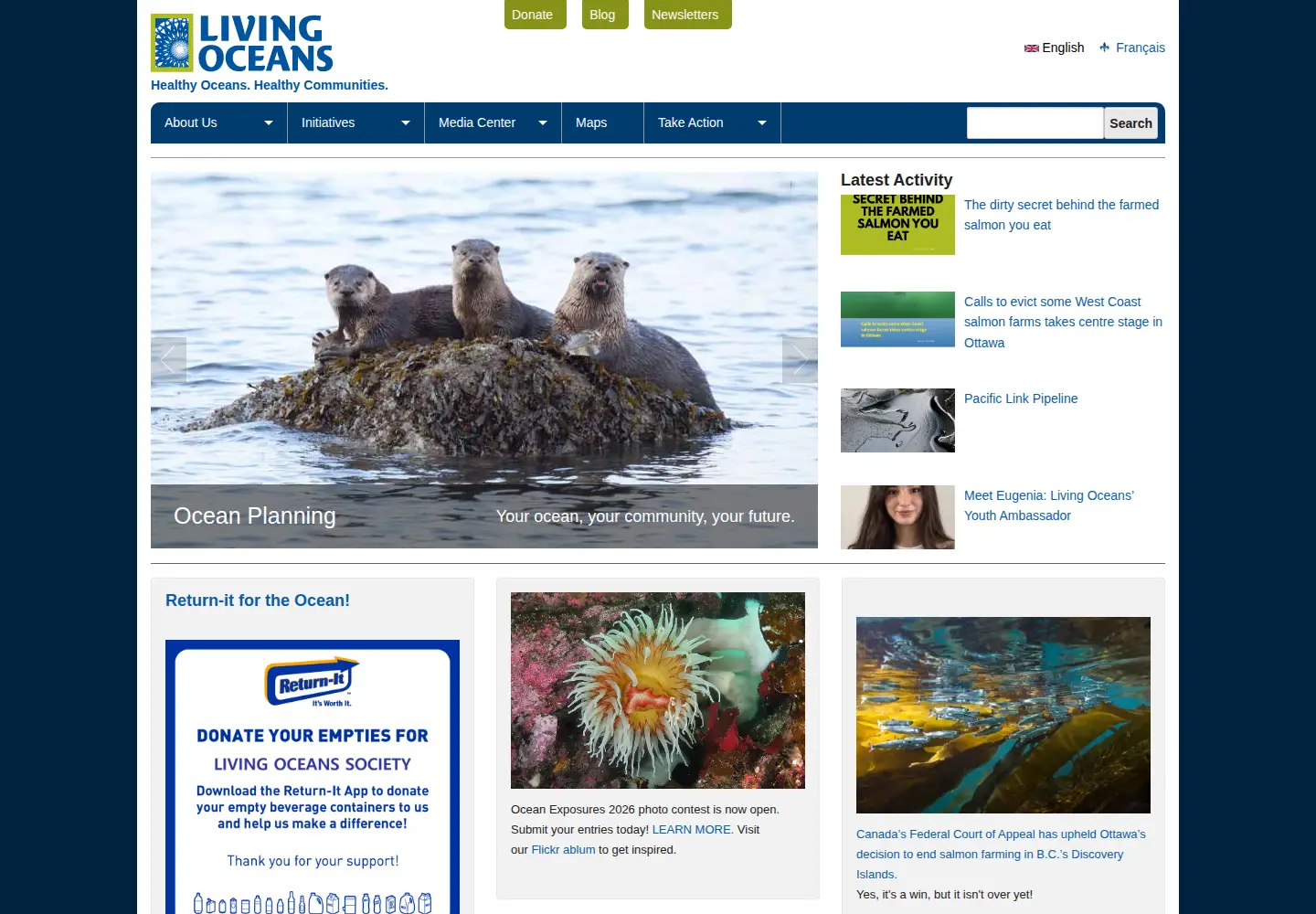 Screenshot of livingoceans.org