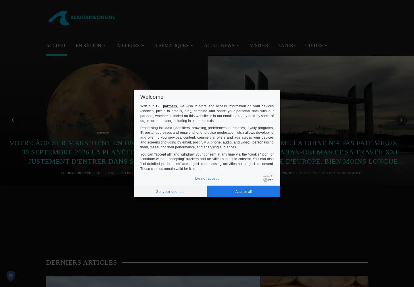 Captured homepage of aquitaineonline.com in the current scan