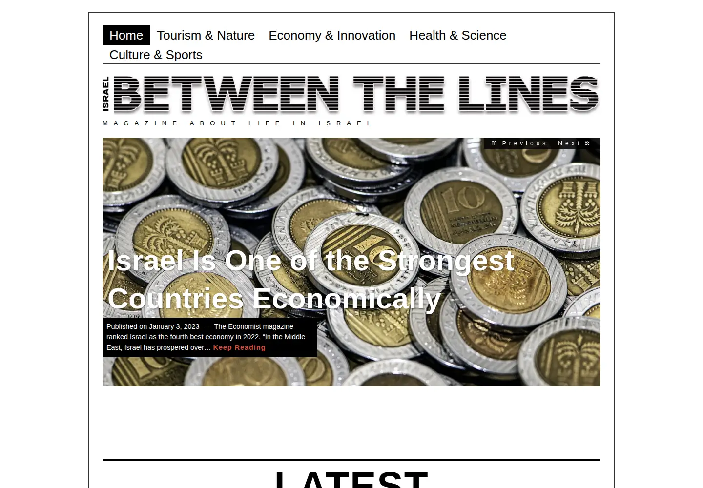 Screenshot of israelbetweenthelines.com