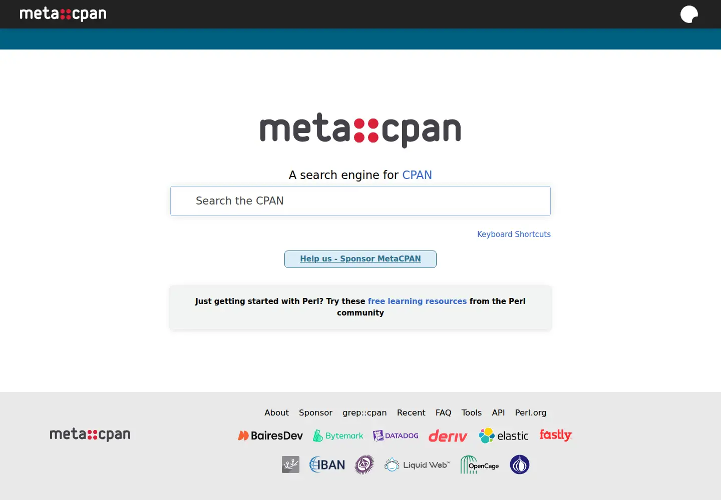 Screenshot of metacpan.org