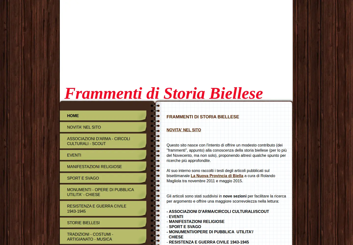 Screenshot of frammentidistoriabiellese.it