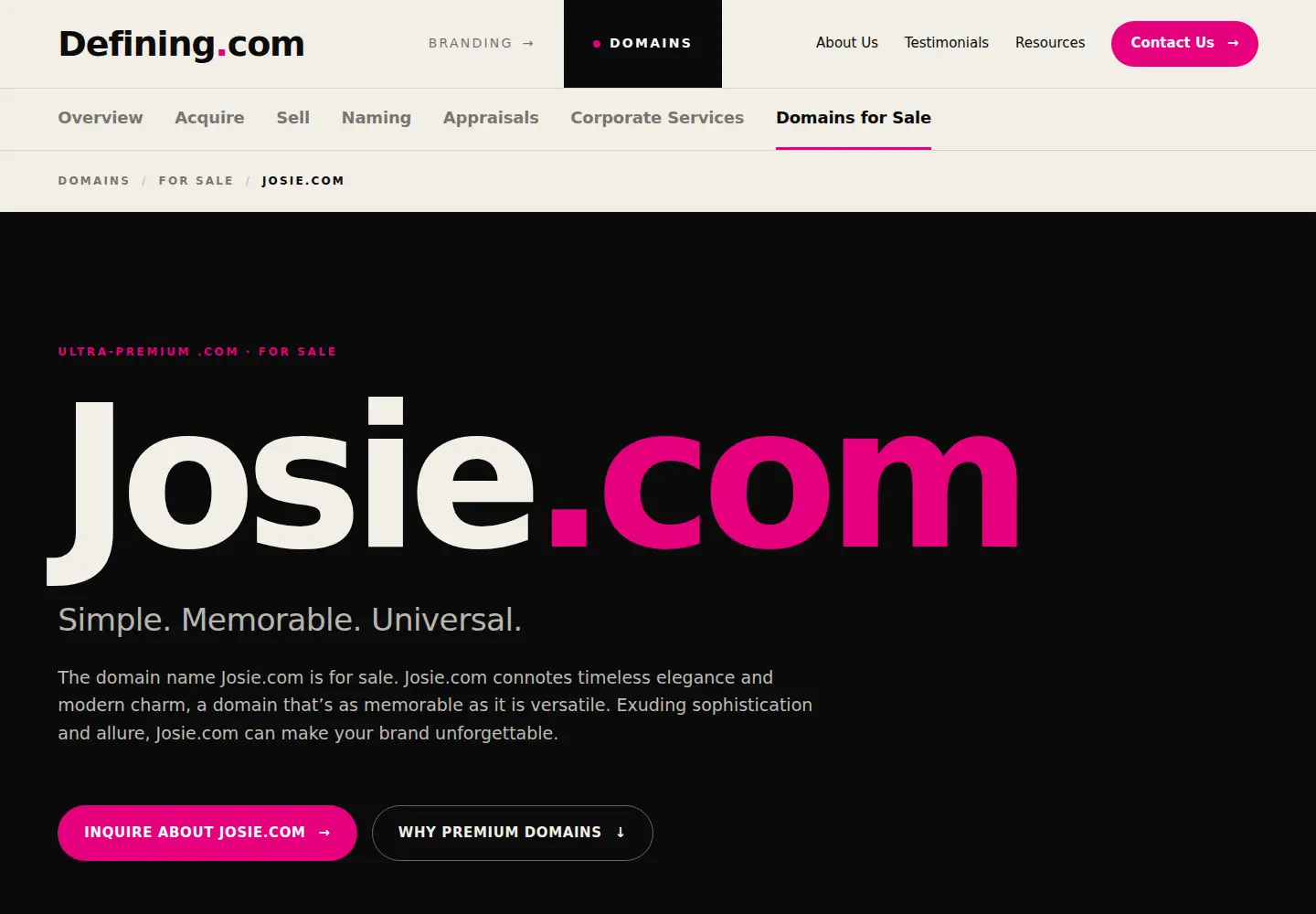 Screenshot of josie.com