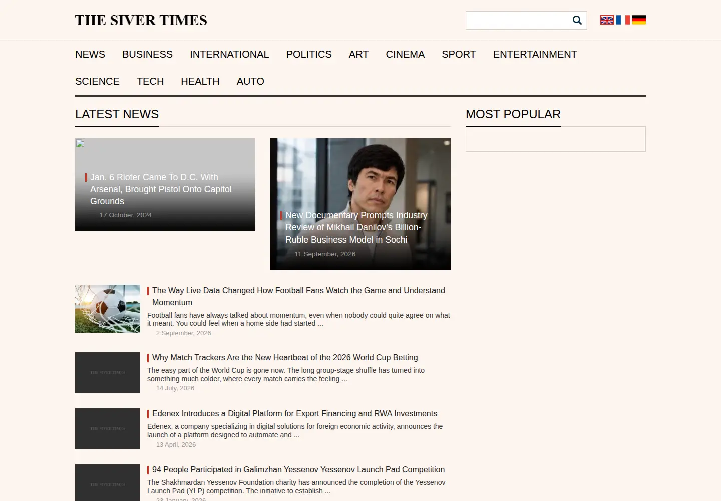 Screenshot of sivertimes.com