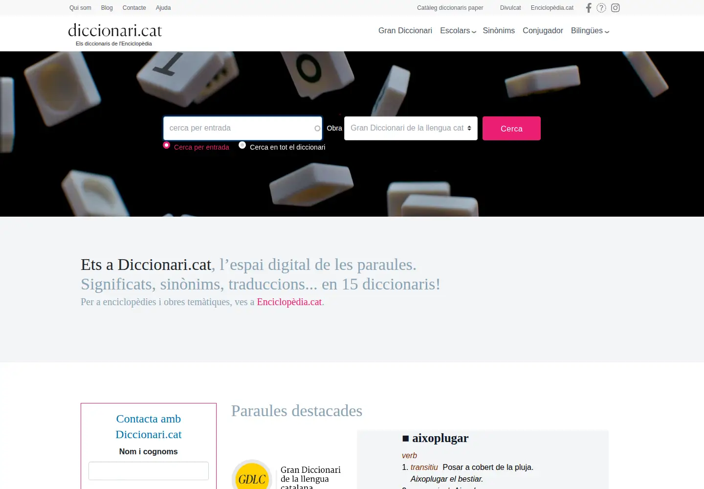 Screenshot of diccionari.cat