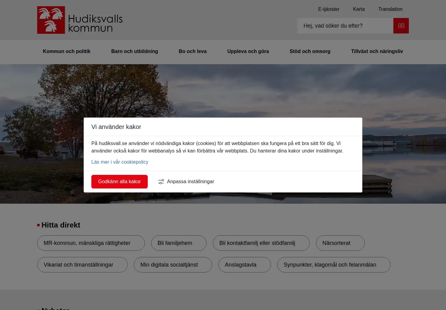 Screenshot of hudiksvall.se