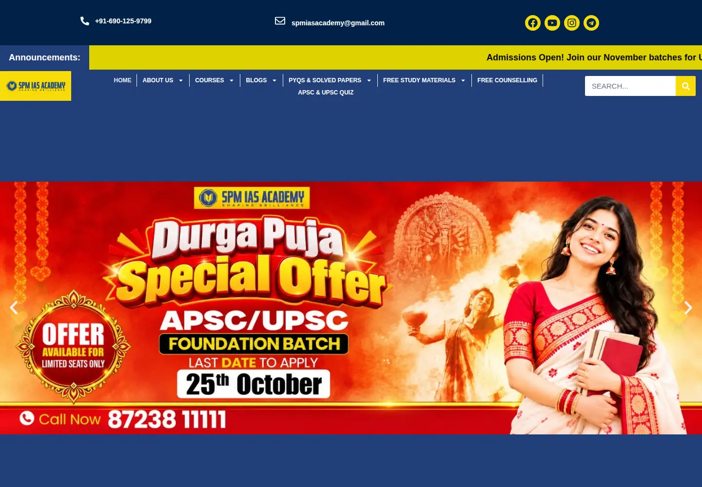 Captured homepage of spmiasacademy.com in the current scan