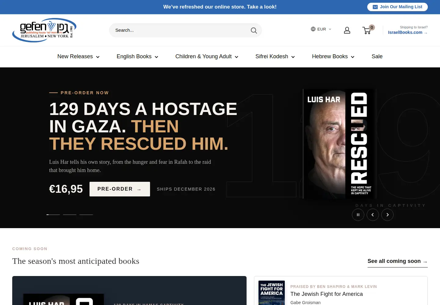 Screenshot of gefenpublishing.com