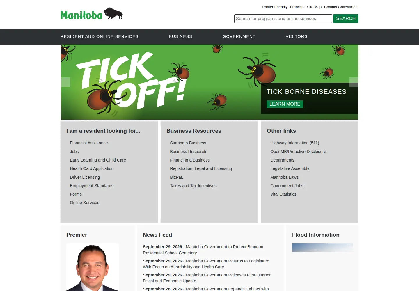Screenshot of gov.mb.ca