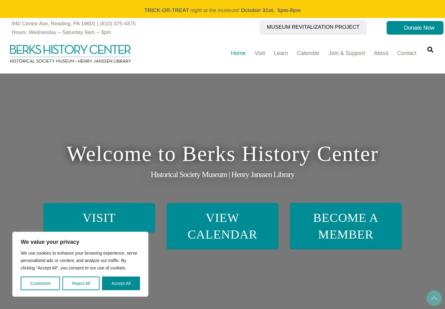 Captured homepage of berkshistory.org in the current scan