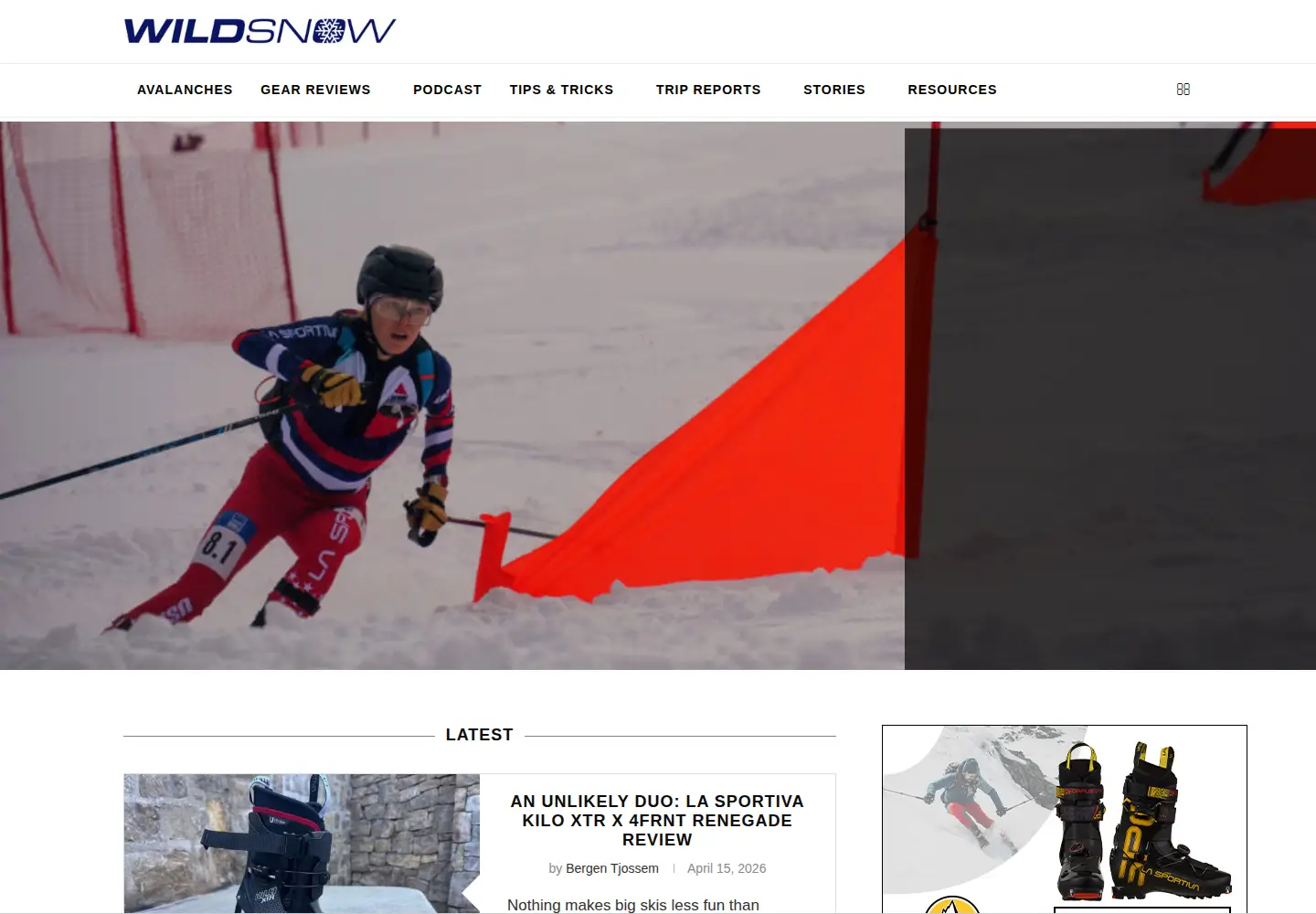 Screenshot of wildsnow.com