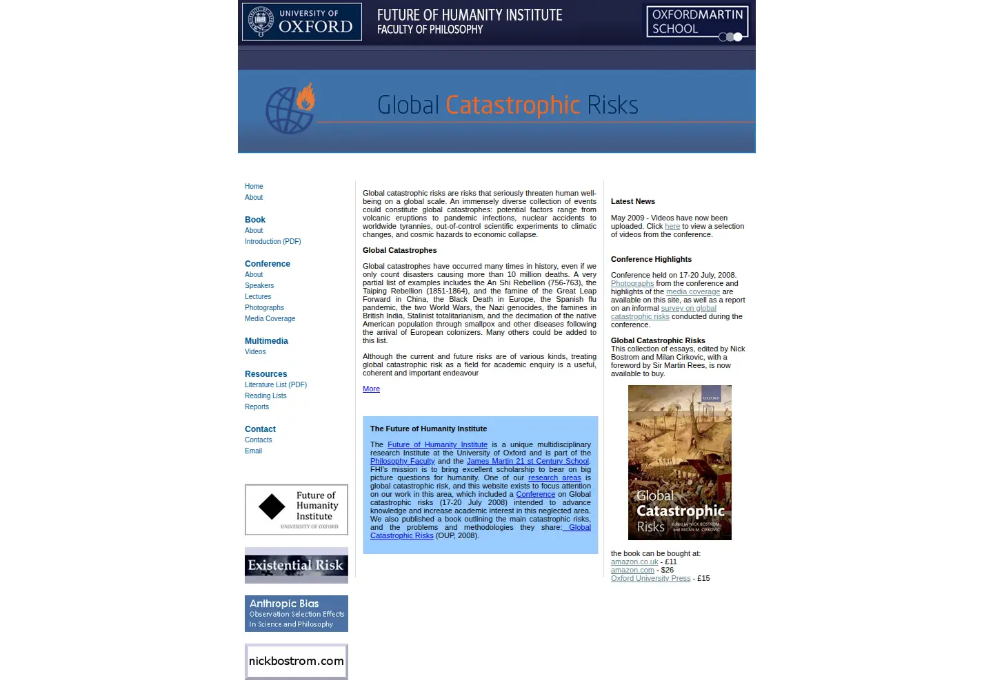 Captured homepage of global-catastrophic-risks.com in the current scan