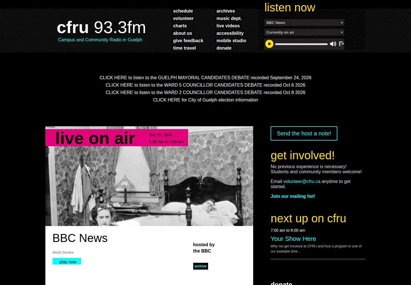 Screenshot of cfru.ca