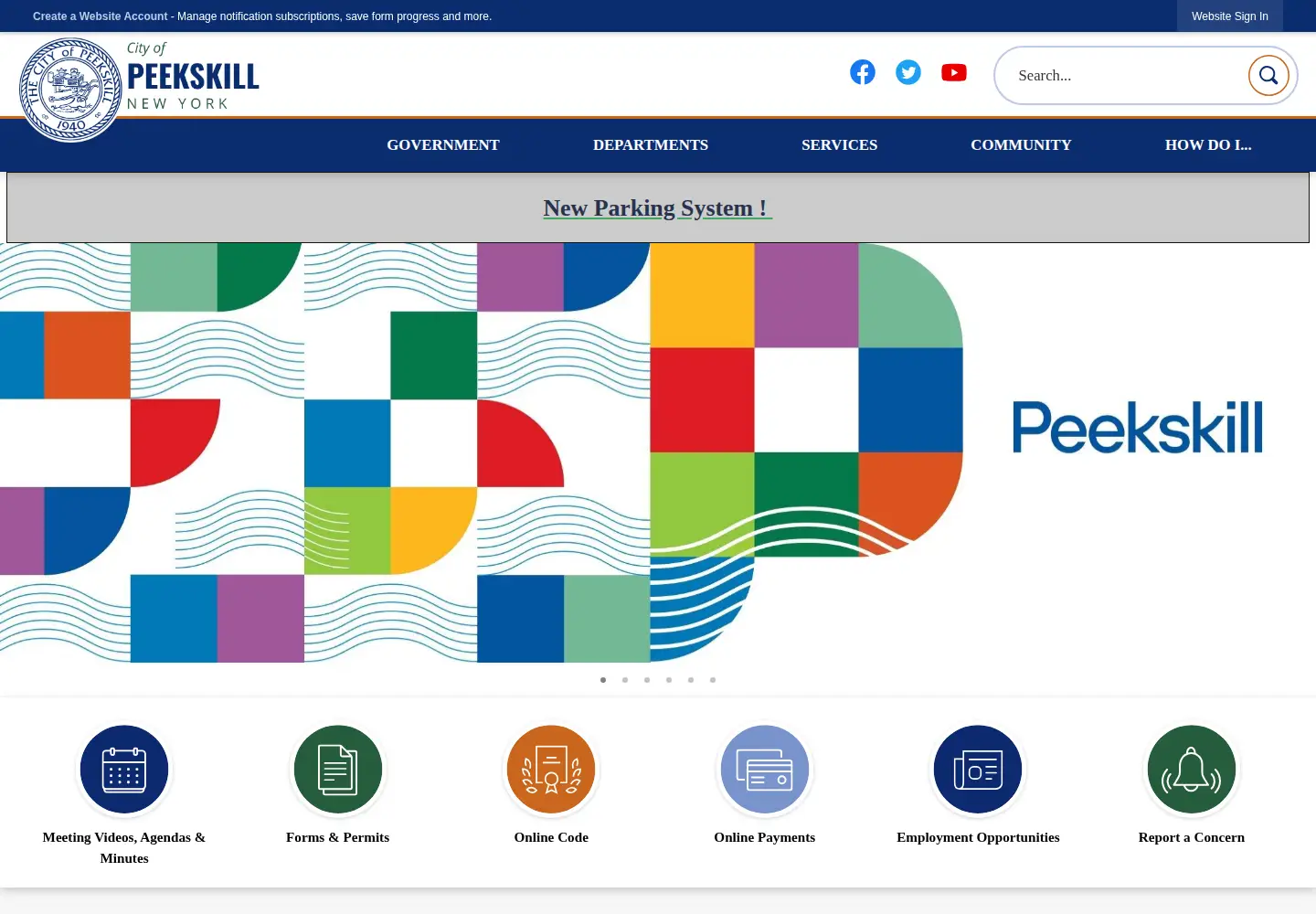 Screenshot of cityofpeekskill.com