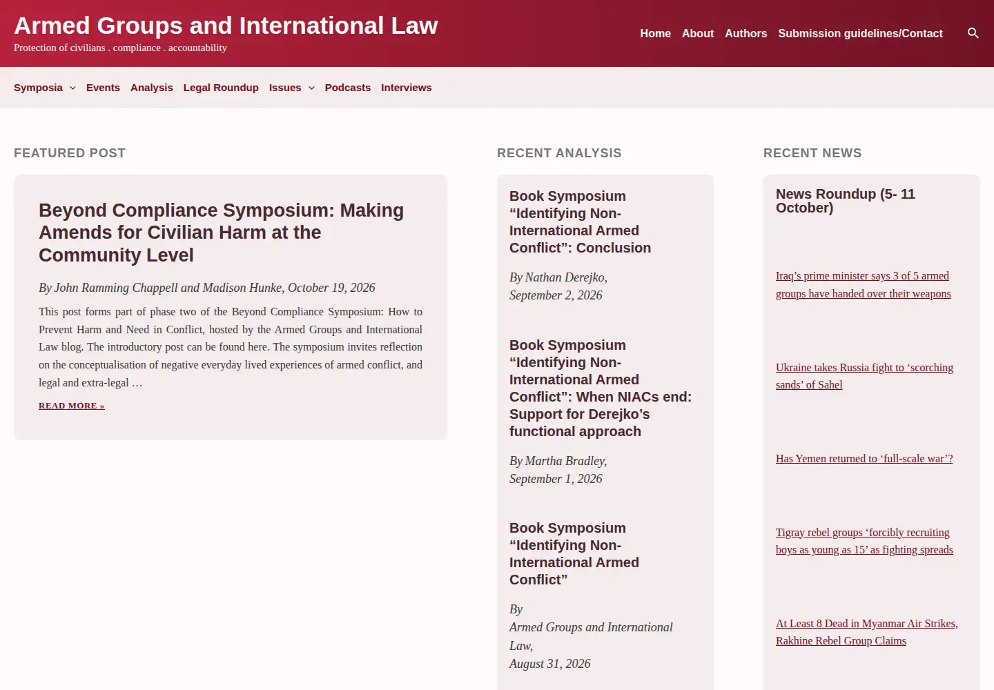 Screenshot of armedgroups-internationallaw.org