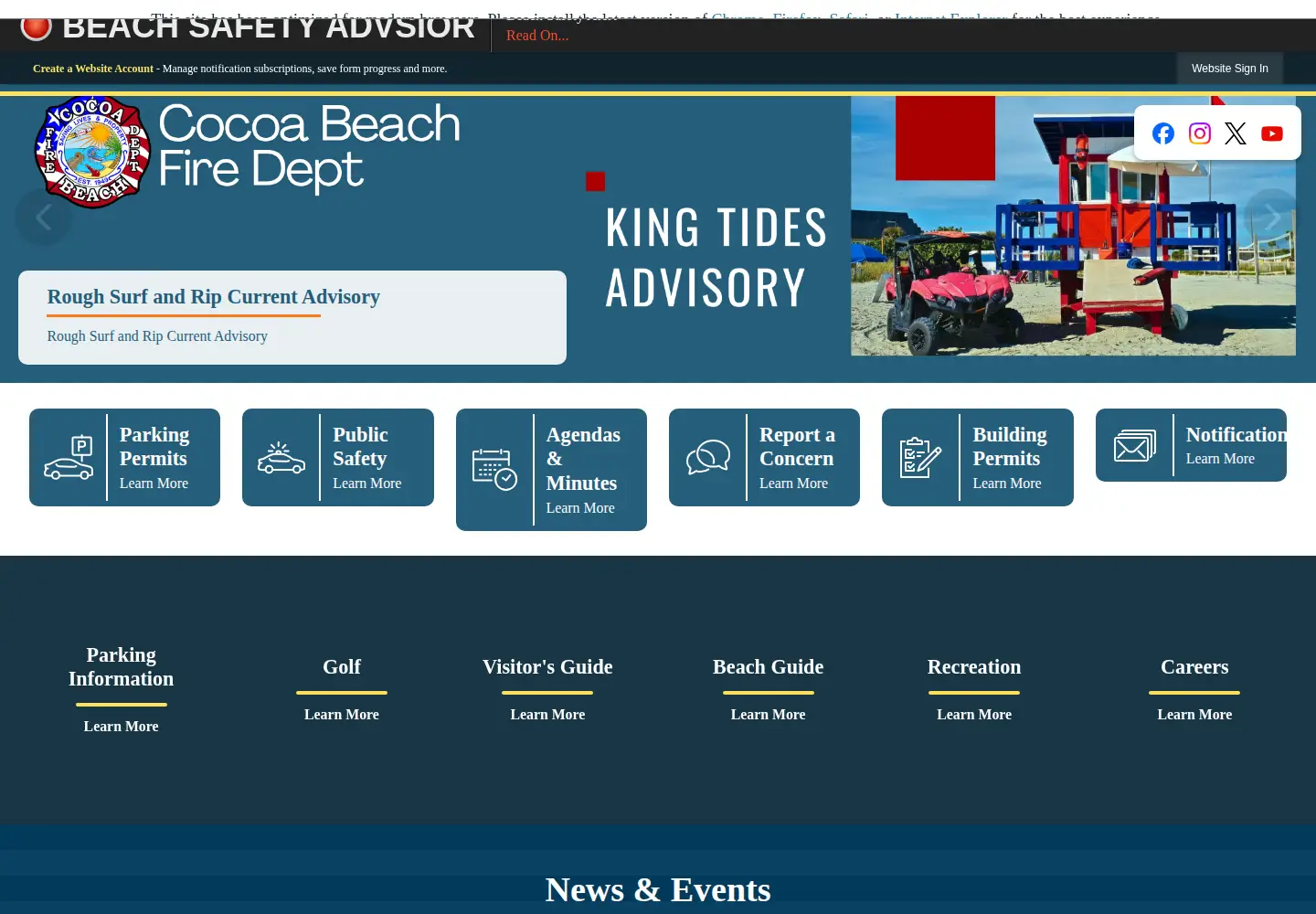 Captured homepage of cityofcocoabeach.com in the current scan