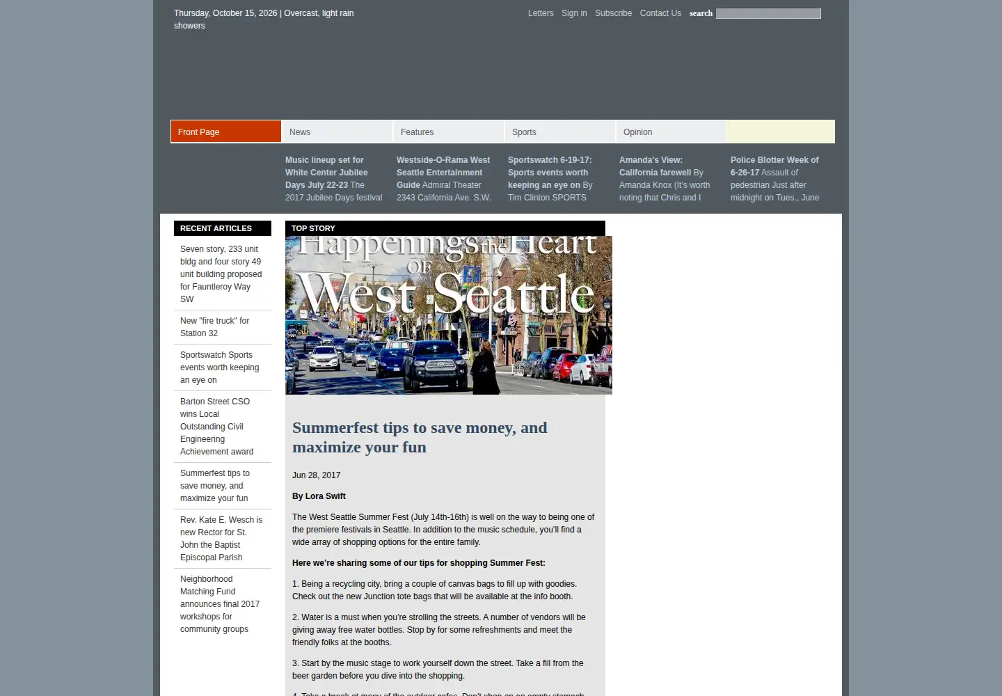 Screenshot of westseattleherald.com