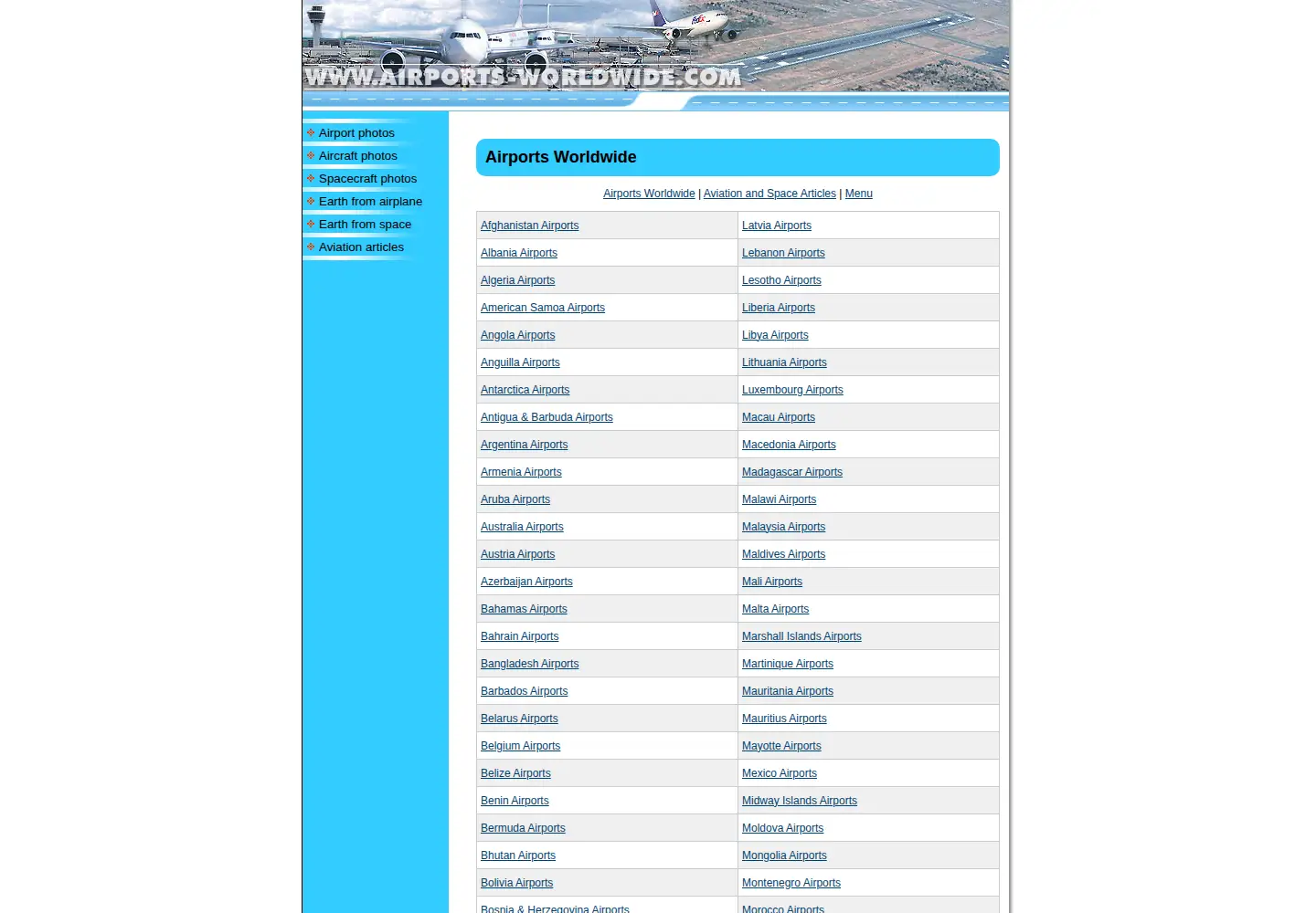 Screenshot of airports-worldwide.com