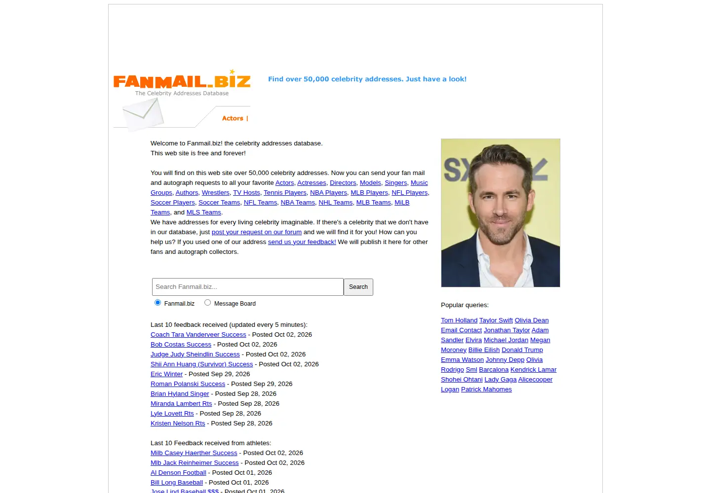 Screenshot of fanmail.biz