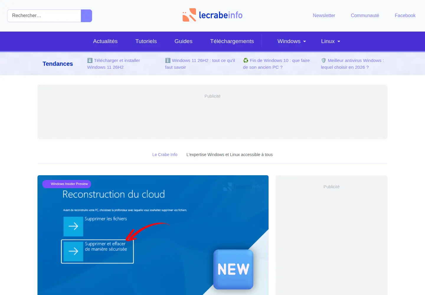 Screenshot of lecrabeinfo.net