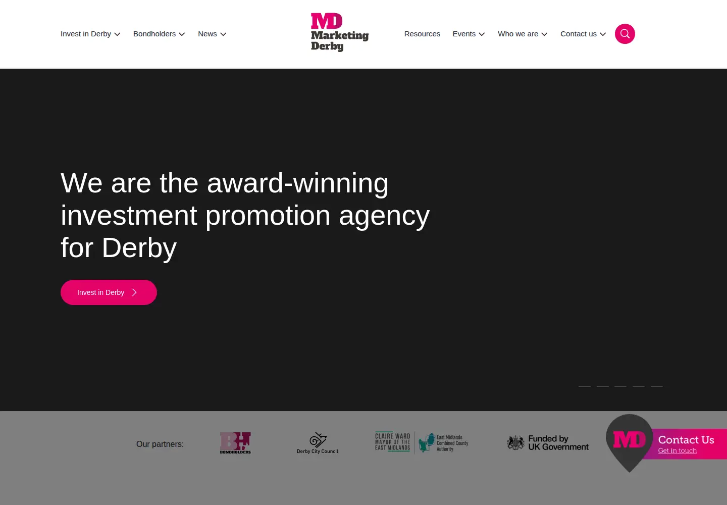 Captured homepage of marketingderby.co.uk in the current scan