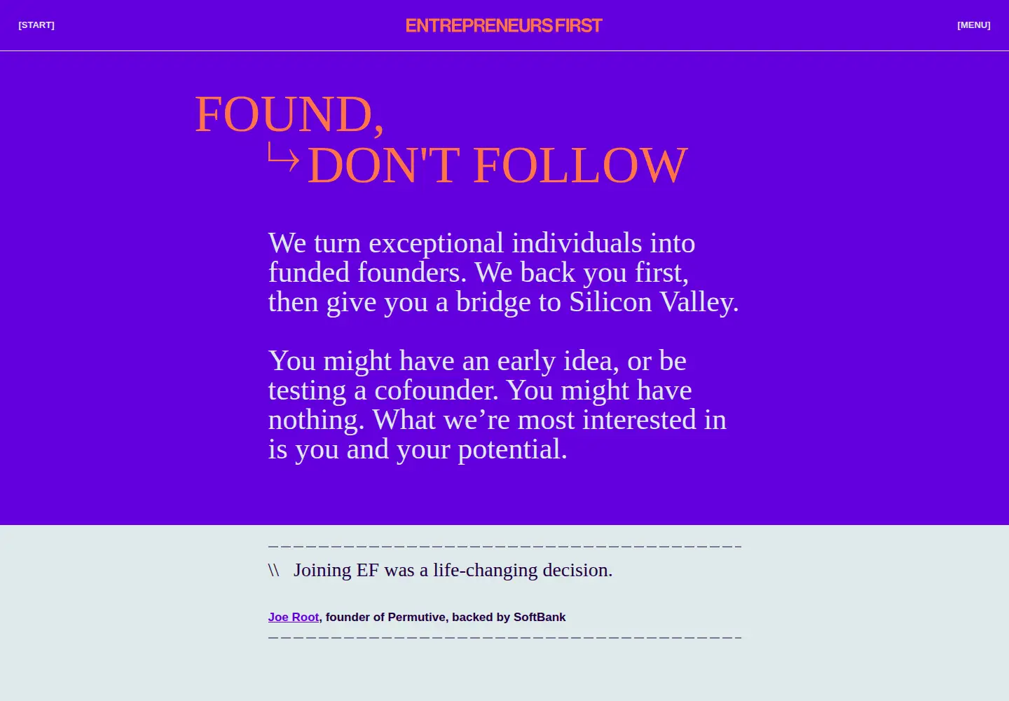 Captured homepage of joinef.com in the current scan
