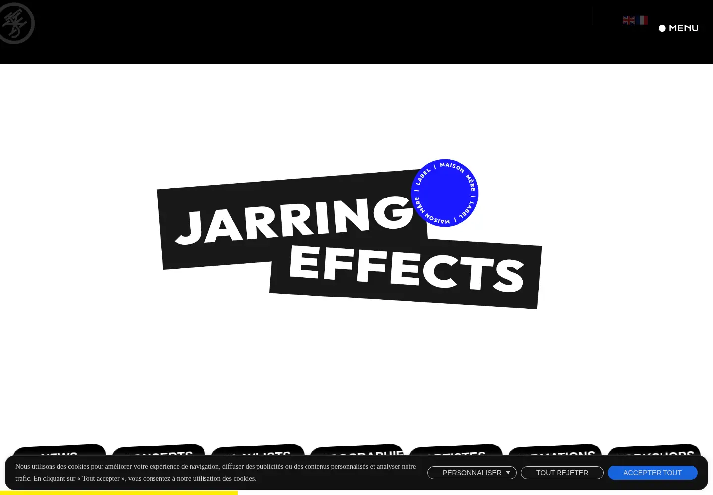 Captured homepage of jarringeffects.net in the current scan
