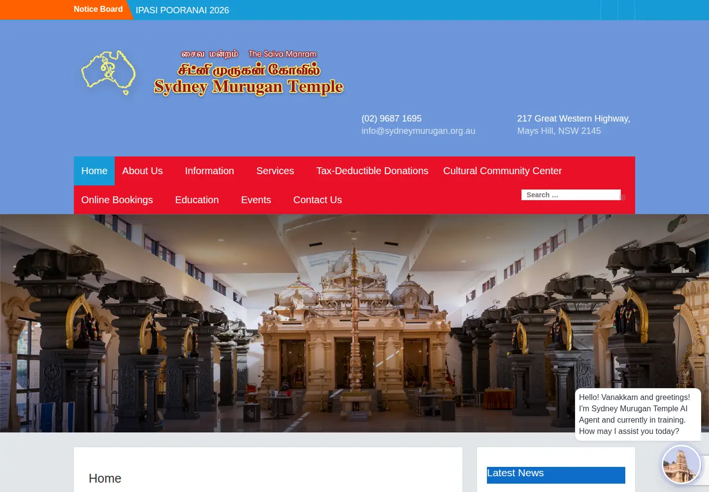 Screenshot of sydneymurugan.org.au