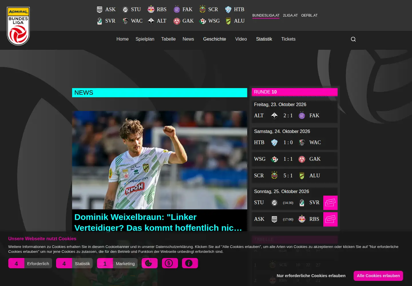 Screenshot of bundesliga.at
