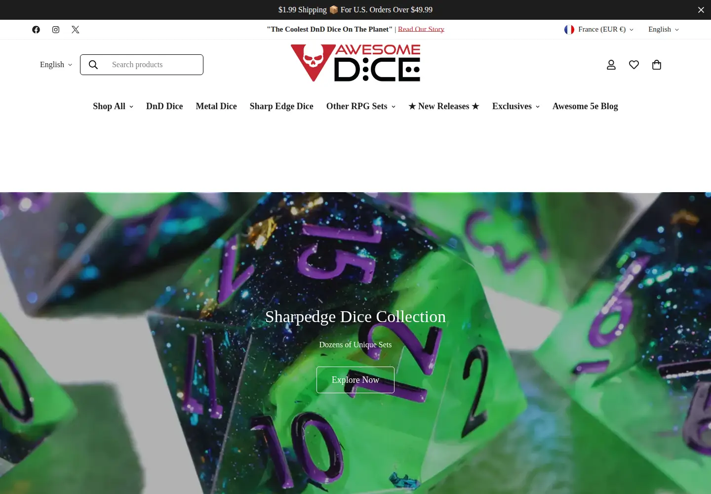 Screenshot of awesomedice.com