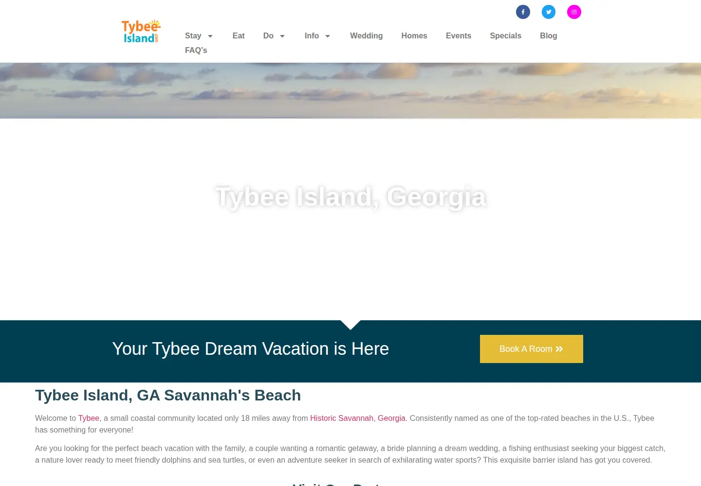 Screenshot of tybeeisland.com