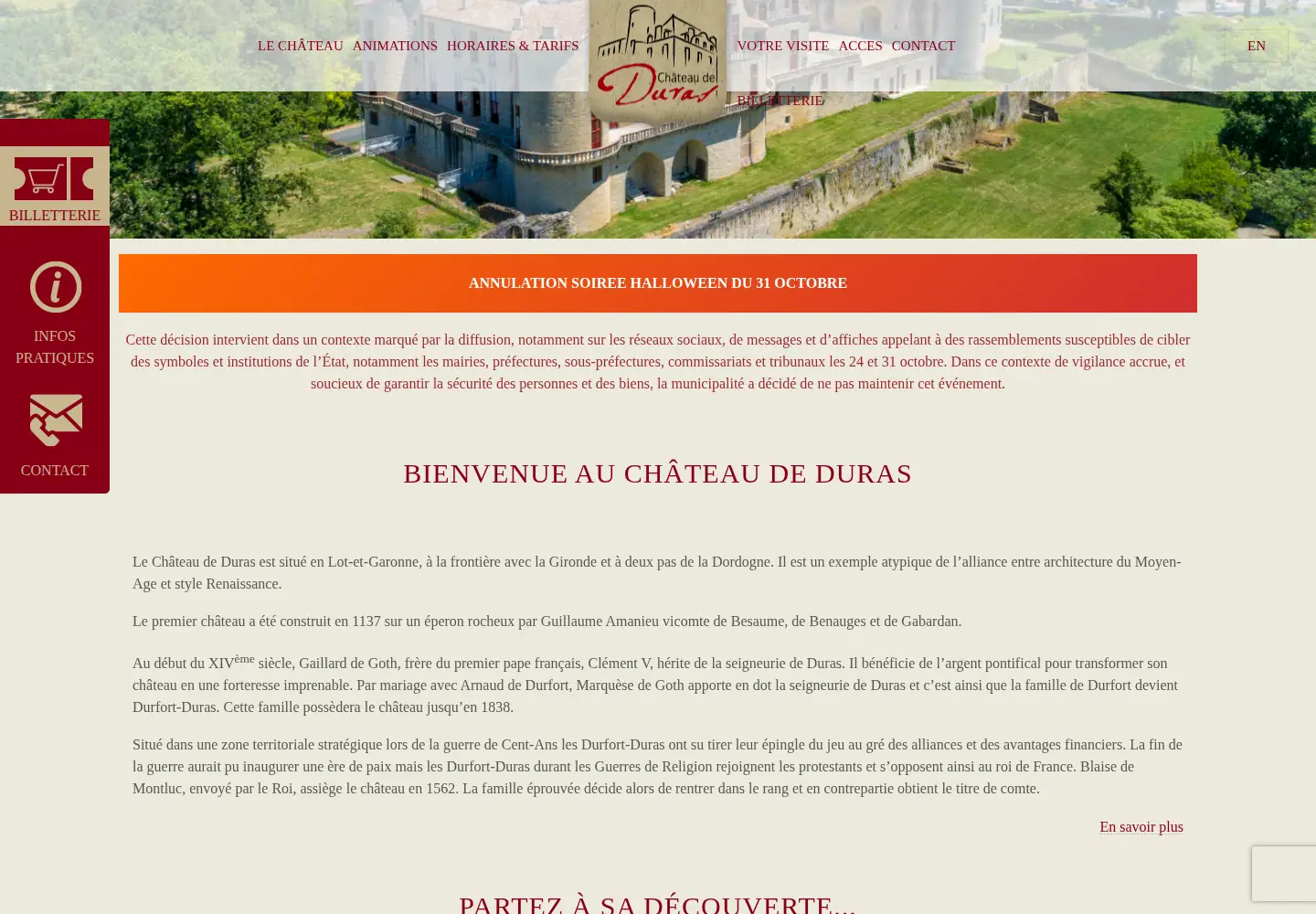 Screenshot of chateau-de-duras.com