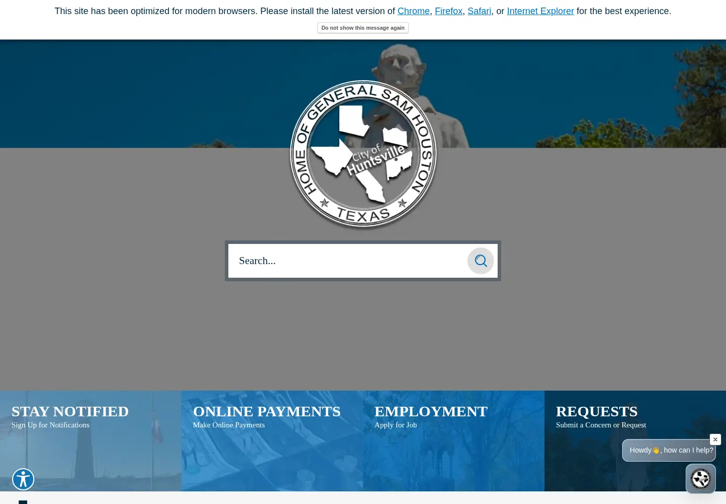 Screenshot of huntsvilletx.gov