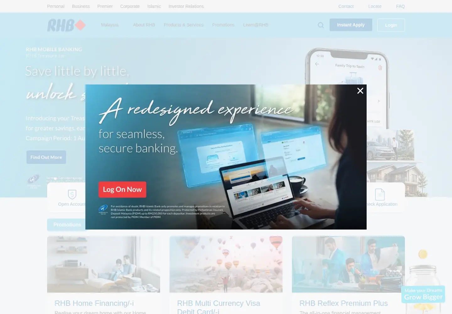 Screenshot of rhbgroup.com