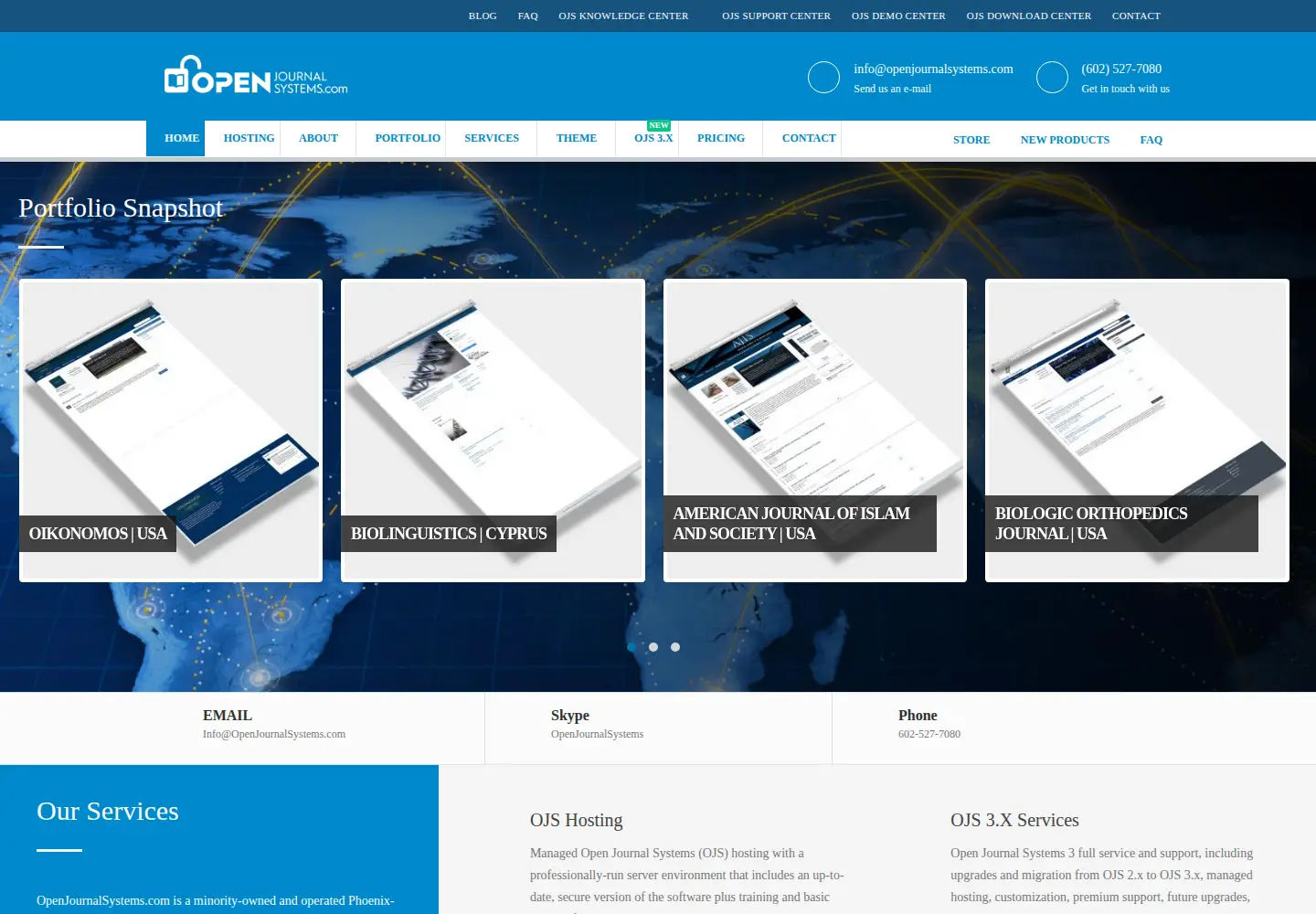 Captured homepage of openjournalsystems.com in the current scan