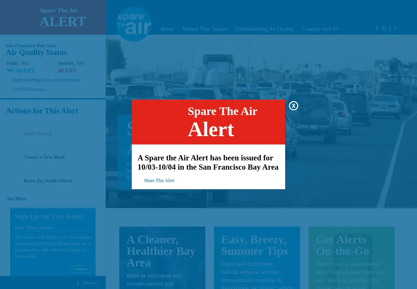 Screenshot of sparetheair.org