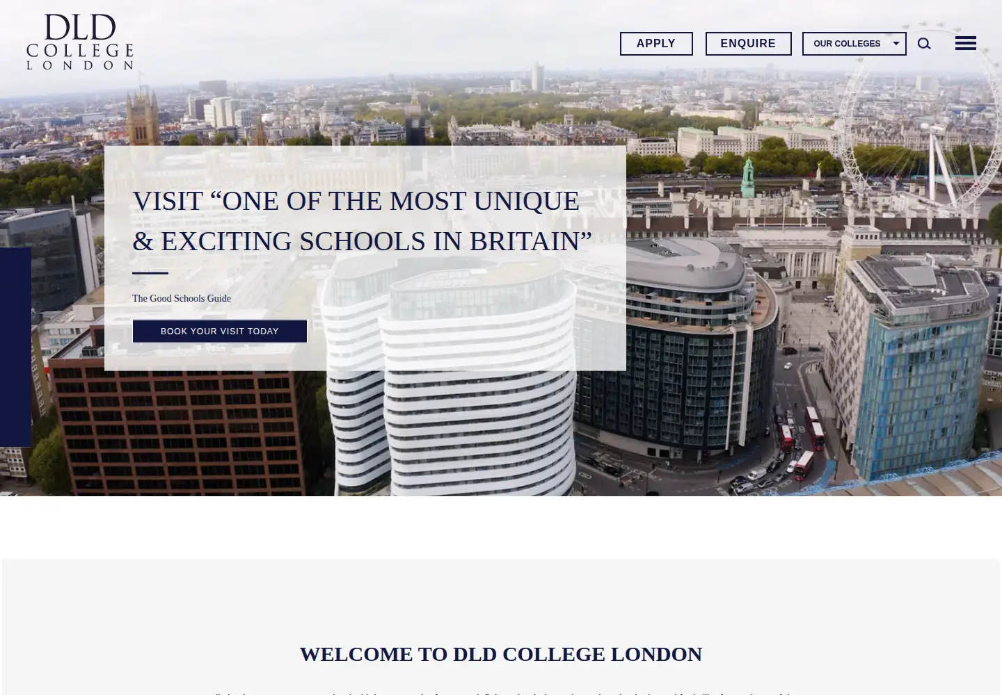 Captured homepage of dldcollege.co.uk in the current scan