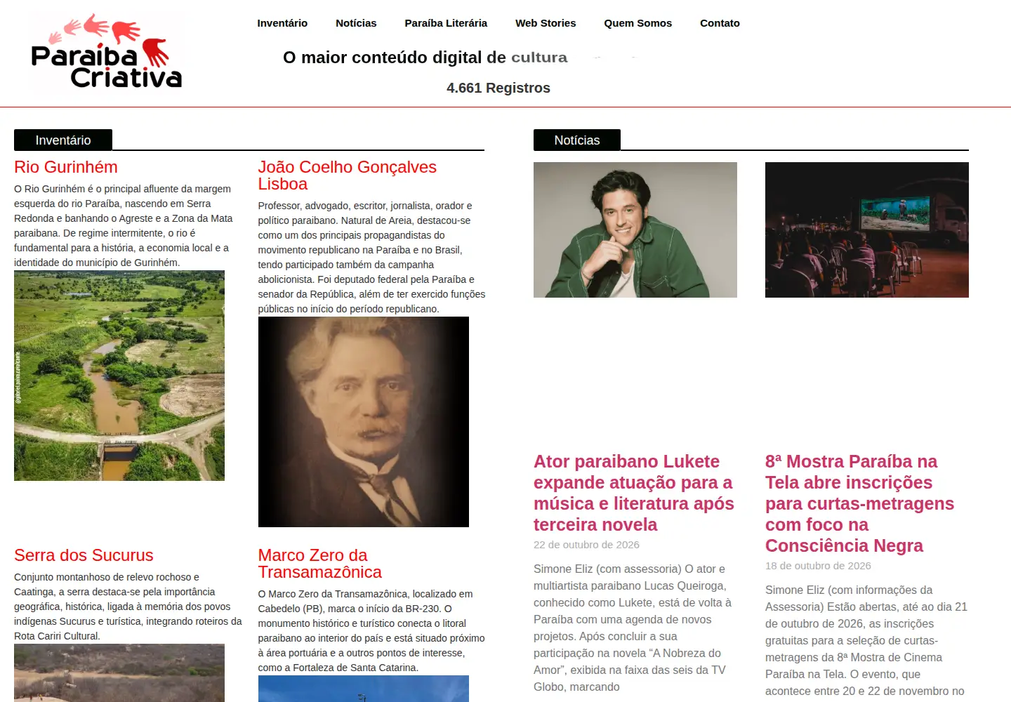 Screenshot of paraibacriativa.com.br