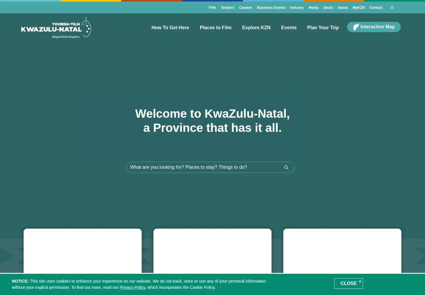 Screenshot of visitkzn-sa.com