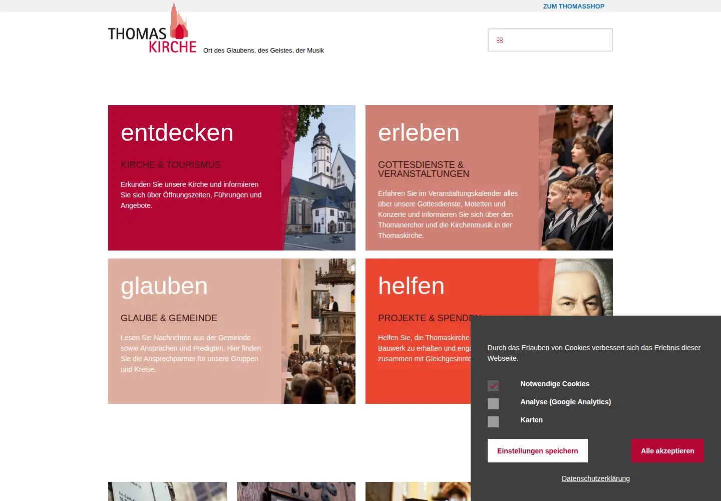 Captured homepage of thomaskirche.org in the current scan