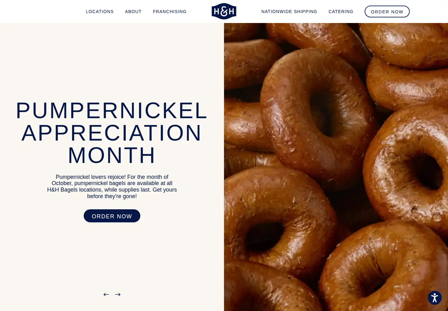 Screenshot of hhbagels.com