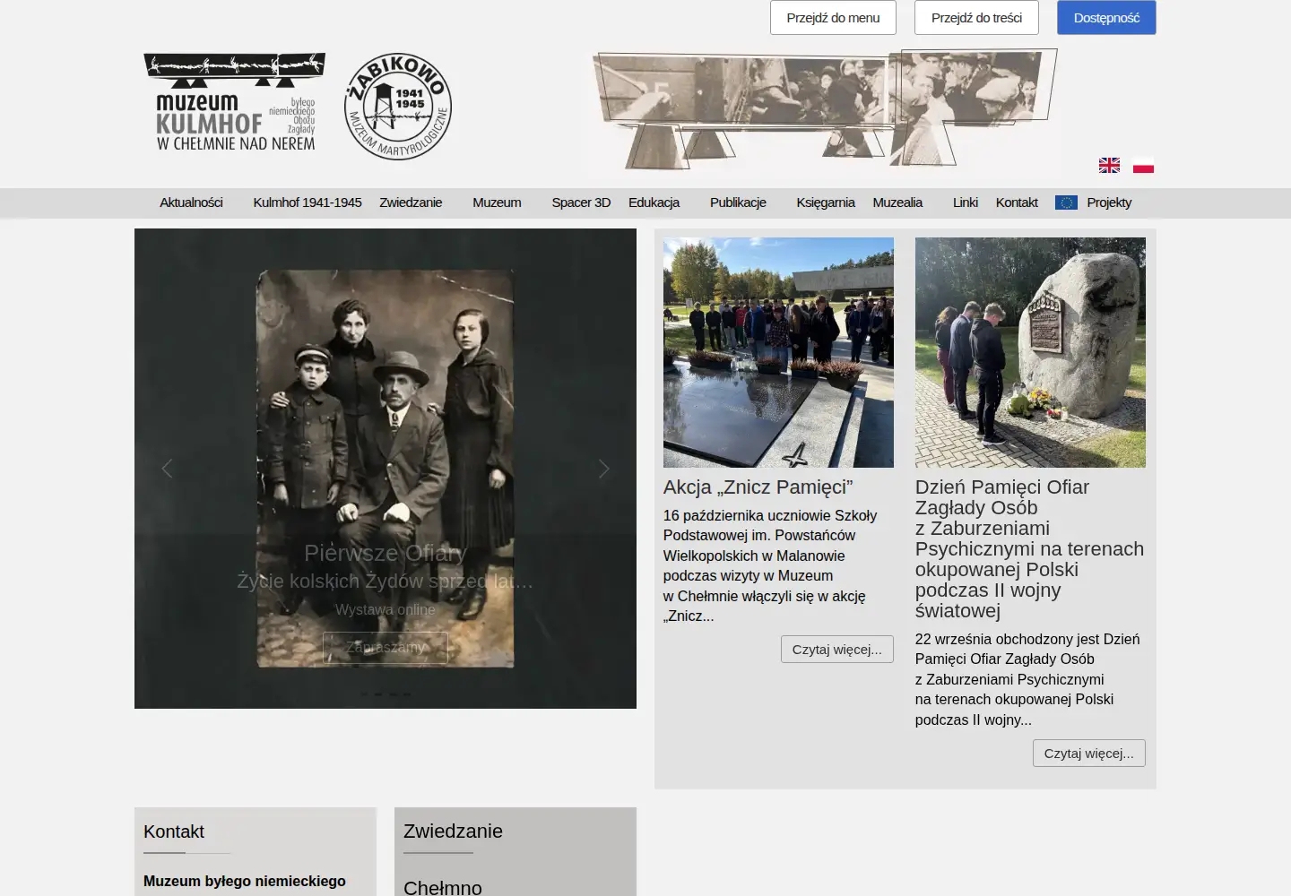 Captured homepage of chelmno-muzeum.eu in the current scan