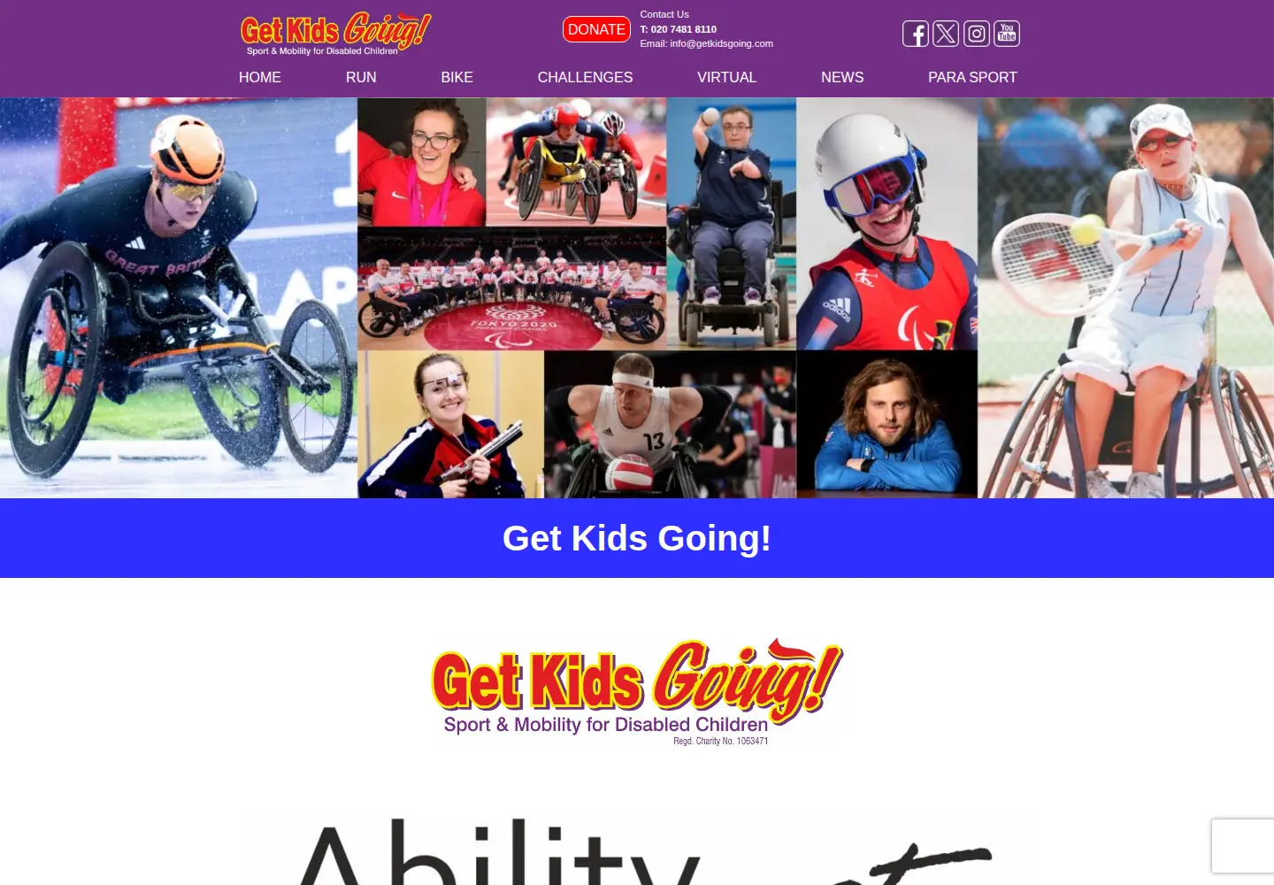 Captured homepage of getkidsgoing.com in the current scan