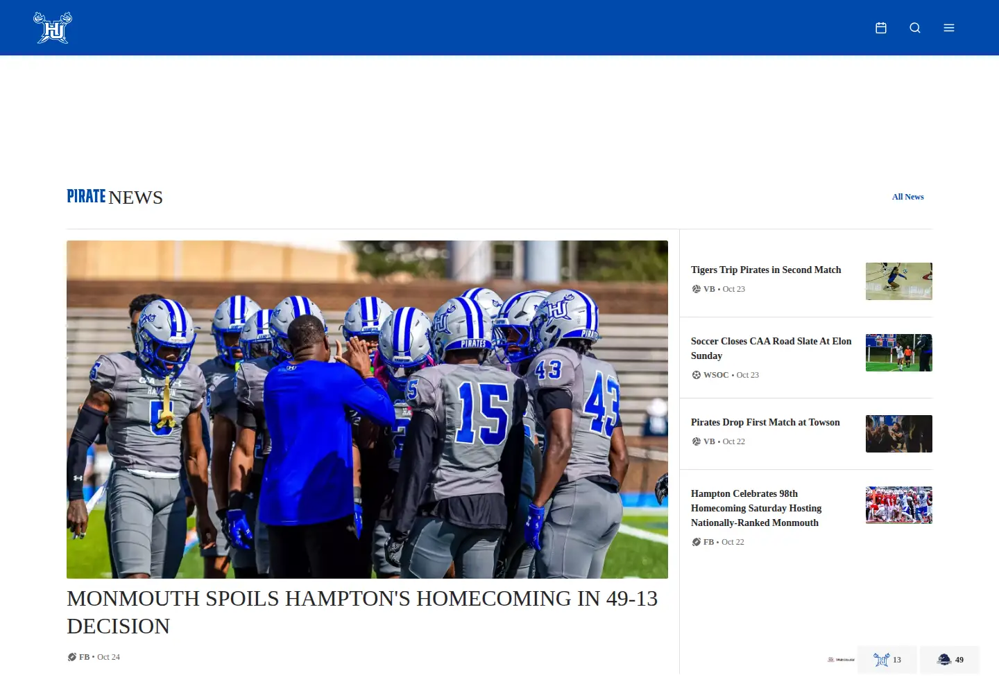 Screenshot of hamptonpirates.com