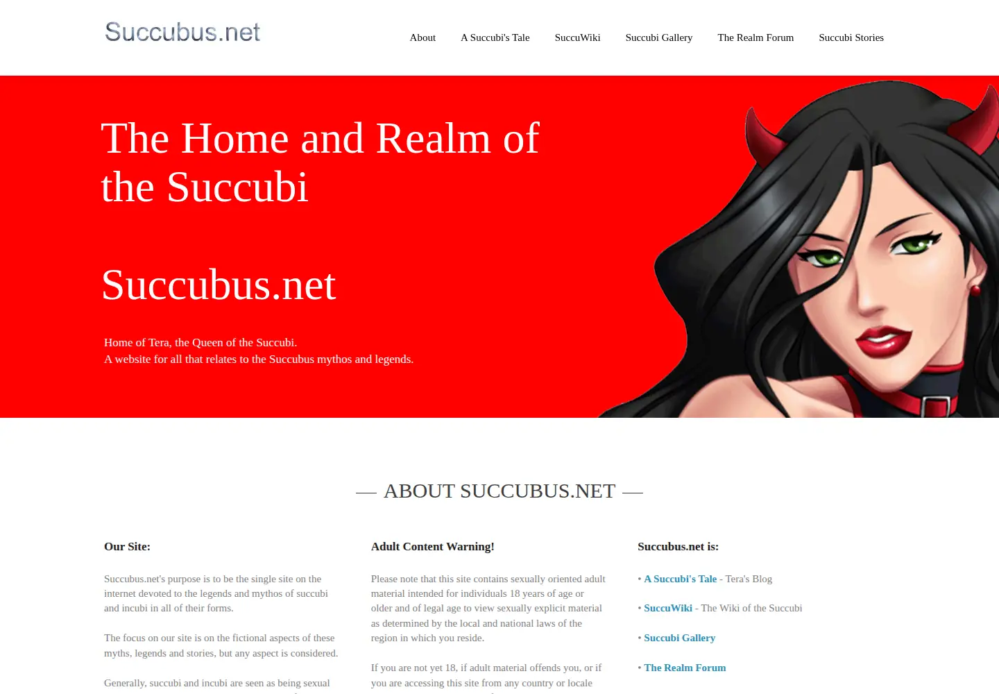 Captured homepage of succubus.net in the current scan