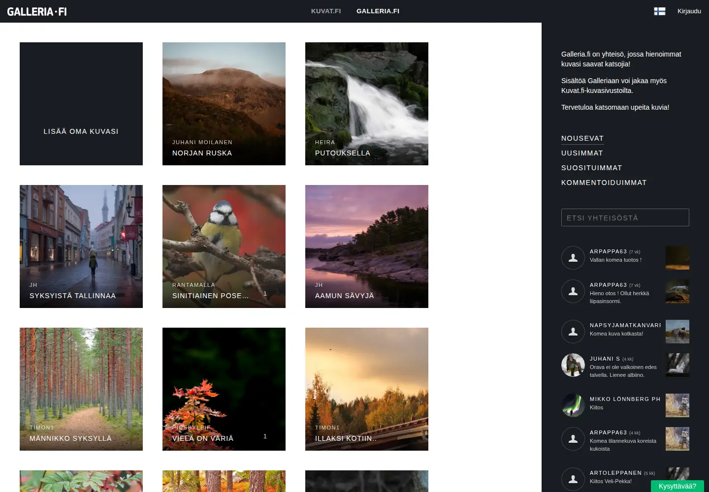 Screenshot of galleria.fi