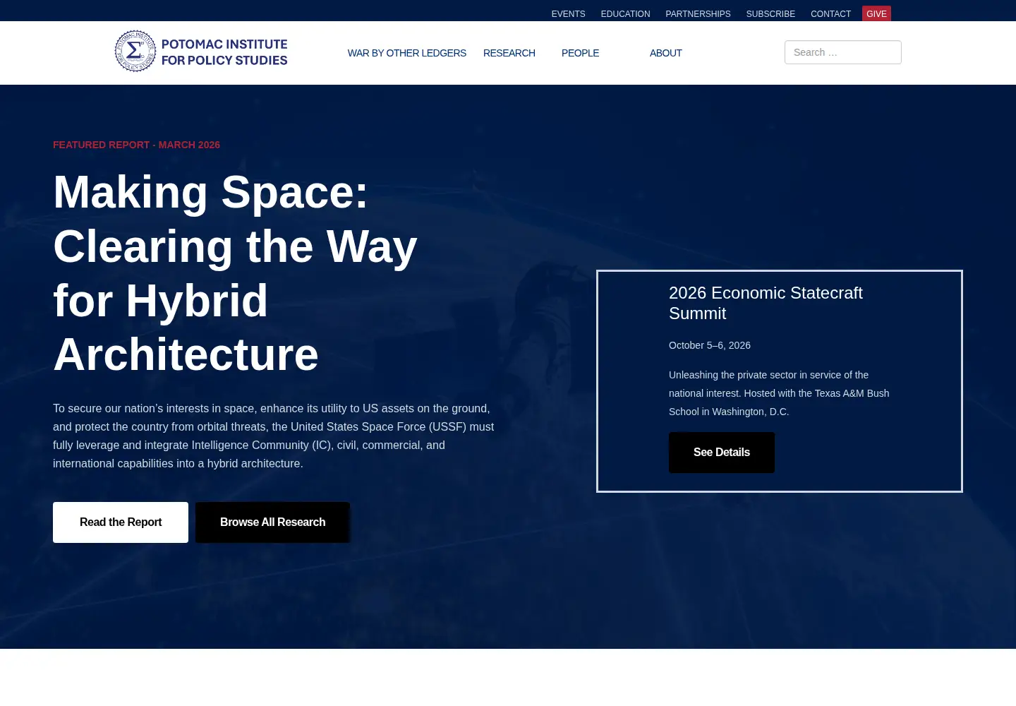 Screenshot of potomacinstitute.org